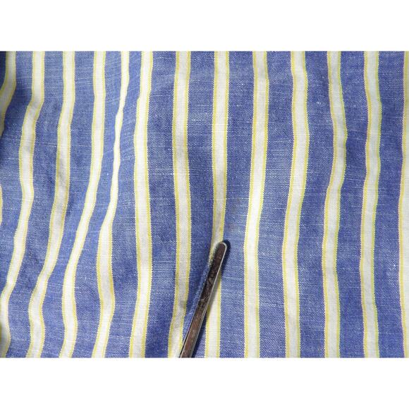 John Hill Shirt Irish Linen Mens Sz 40 Large Button Up Vertical Stripe Blue Vaca - Picture 13 of 14